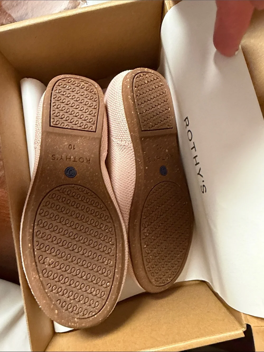 Rothy's Girls Blush Pink Mary Jane Flats with Blue Accent